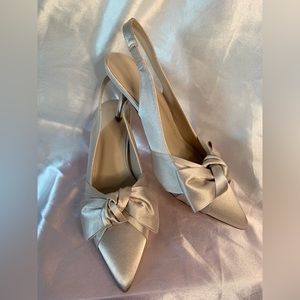 Coutgo Pointed Toe Slingback Satin Stiletto
